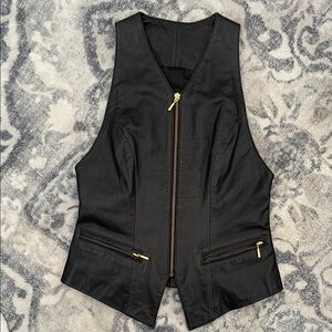 Vintage Danier Black Vest with Gold Zipper